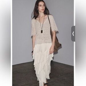 Zara Pointelle Knit Cardigan NWT
